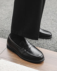Svarta Penny Loafers i Läder