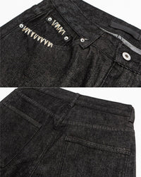 Relaxed Fit Wide Leg Jeans Svarta Tvättade