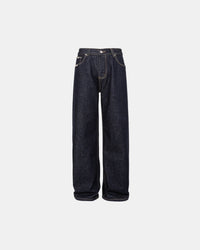 Relaxed Fit Wide Leg Jeans Svarta Tvättade