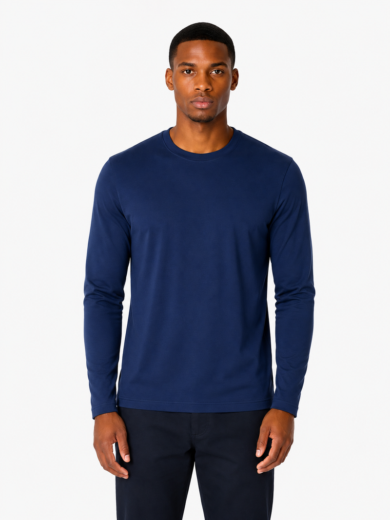 LYXIG L/S T-SHIRT - MARINBLÅ